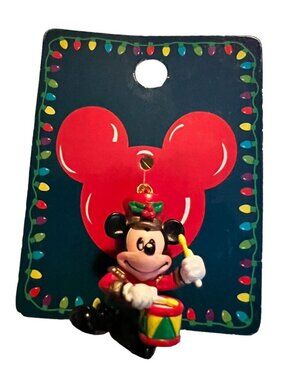 Disney Mickey Mouse Drum Ornament Wit Christmas Lights Backer Card By Enesco New
